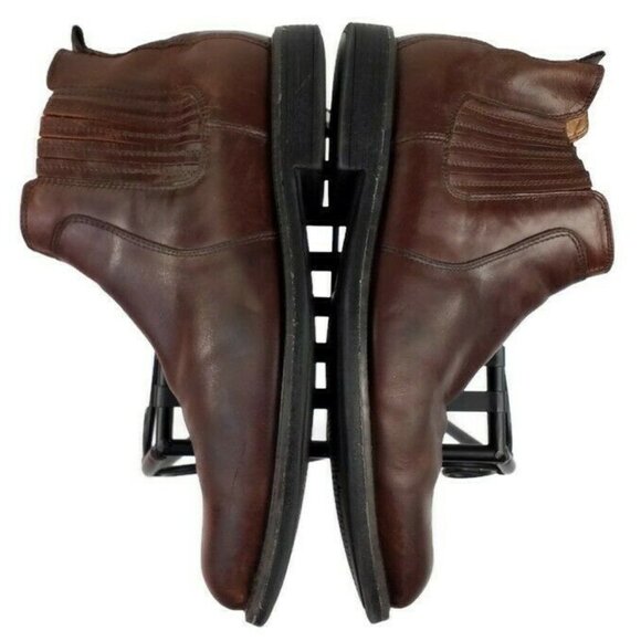 Johnston Murphy Cardell Leather Chelsey Ankle Boots Mens Brown 8M Side Gore - Picture 3 of 10